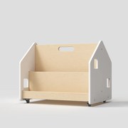 Obojstranná knihovnička na kolieskach – biela