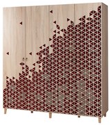Šatníková skriňa Kikos 180 cm dub sonoma/červená