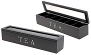 Drevený organizér na čaj Tea Box, 43x8,5 cm