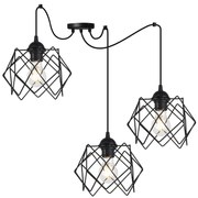 Závesné svietidlo Stella Spider, 3x čierne drôtené tienidlo