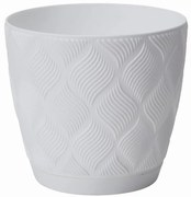 Kvetináč Flow Petit 13 s podmiskou biely