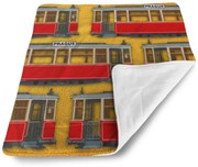Sablio Deka pre bábätko Pražské historické električky Žltý Pattern - 80x100 cm