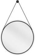 Mexen String, okrúhle kúpeľňové zrkadlo na pásiku 50 cm, farba rámu čierna matná, 9854-050-050-000-70