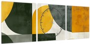 Obraz - Abstrakcia v olivovej farbe (s hodinami) (90x30 cm)