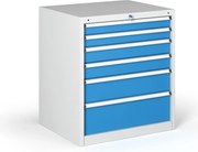 Dielenská zásuvková skriňa na náradie G345, 6 zásuviek, 881 x 653 x 800 mm, modrá