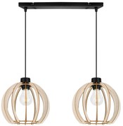 Závesné svietidlo Timber 9, 2x drevené tienidlo