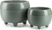 PLASTOVÝ KVETINÁČ BOTANICA SADA 2KS 30X24 CM+23X18,5 CM ZELENÁ