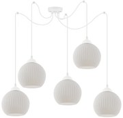 Závesné svietidlo Riffle Round Spider, 5x biele sklenené tienidlo, w