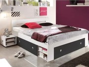 Posteľ s nočnými stolikmi Stefan 140x200 cm, biela/grafit%