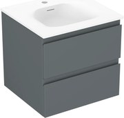 Mexen Orio, kúpeľňová skrinka 50 cm s umývadlom Vela, 2 zásuvky, grafitová matná/biela matná, 91A10-05047-2-BFF66-W23M01