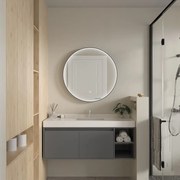 Erga Charlotte, okrúhle LED zrkadlo 80cm, čierny kovový rám, 1840 lm, 6500K, predné bočné osvetlenie, ERG-V01-204-8080-BK