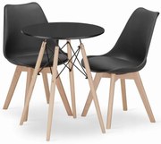 Jedálenská zostava TODI 60cm okrúhly stolový set čierny + 2 stoličky MARK čierne