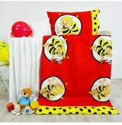 Obliečky detské bavlnené včielky červené EMI, Štandardný set jednolôžko obsahuje 1x 140x200 + 1x 70x90