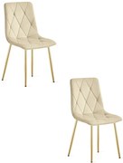 Set dvoch jedálenských stoličiek LIBRA zamatové, svetlobéžové / zlaté nohy (2 ks)