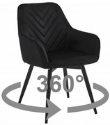 Otočné jedálenské kreslo NANA360 VELVET, čierne