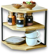 Kesper Rohová 3-poschodová polica, v dekore dub, čierny kov 26x26x28 cm