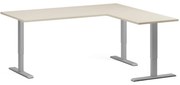 Výškovo nastaviteľný stôl, 180x160 cm, 3 motory, L/P, sivá podnož, breza