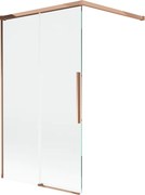 Mexen Rox, 2-krídlová posuvná vaňová zástena 100 x 150 cm, 8mm číre sklo, ružové zlato profil, 8C9-100-003-60-00