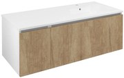 Sapho Sapho, LOREA skrinka s umývadlom 121x46x51,5cm (30+90cm), pravá, dub Alabama/biela matná, LE090-2231-R-02