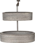 Šedý plechový retro kvetináč / etažér - 49 * 22 * ​​55 cm