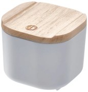 Sivý úložný box s vekom z dreva paulownia iDesign Eco, 9 x 9 cm