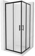Mexen Rio, štvorcový sprchovací kút s posuvnými dverami 80(dvere) x 80(dvere) x 190 cm, 6mm sklo námraza, čierny profil, 860-080-080-70-30