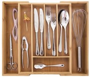 Nastaviteľný organizér do zásuvky, príborník - ORION bambusový 26 - 40 x 36 cm