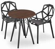 Jedálenský stôl TODI jaseň 60 cm s dvoma stoličkami ESSEN čierne