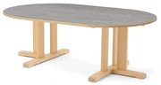 Stôl KUPOL, oválny, 1500x800x500 mm, linoleum - šedá, breza