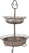 Hnedý antik kovový etažér Glocia - Ø 37*61 cm