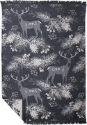 Šedý obojstranný pléd s jeleňami v lese Forest Deer XL – 150*200*3 cm