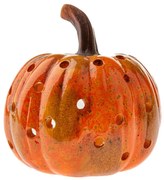 Jesenný keramický svietnik Tekvica, 9 x 15 cm
