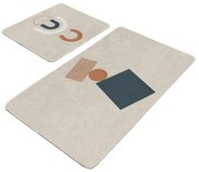 Béžové zamatové kúpeľňové predložky v súprave 2 ks 60x100 cm Geometry Shapes – Mila Home