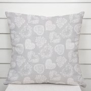 Biante Dekoračná obliečka na vankúš PML-071 Srdce s ornamentami na sivom 30 x 50 cm