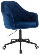 LuxuryForm DESIGN Kreslo ANDORA VELUR na čiernej podstave s kolieskami - modré