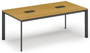 Rokovací stôl PRIMO INVITATION, 200x100 cm, buk + 2x stolná zásuvka TYP VI, čierna