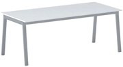 Rokovací kancelársky stôl PRIMO BASIC, 200x90 cm, sivostrieborná podnož, biela