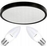 BERGE LED stropné svietidlo 2xE27 IP20 LARI-R BLACK + 2x E27 10W teplá biela sviečka