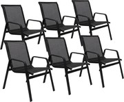 TRENDIE Záhradné stoličky sada 6ks čierne