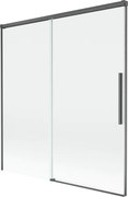 Mexen Rox, 2-krídlová posuvná vaňová zástena 150 x 150 cm, 8mm číre sklo, brúsený grafit profil, 8C9-150-001-66-00