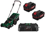 Parkside® Aku kosačka Prma 40-Li D2 + Dvojitá nabíjačka na akumulátor 20 V/4,5 A + Akumulátor 20 V 4 Ah, 2 kusy (800011498)