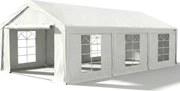 Záhradný párty stan 5x6 m PVC (500 g/m²) – Biely, komplet s bočnými stenami - -