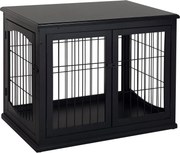 PawHut domáci psí box, psia búda s 2 vchodmi, zamykateľný psí box, psia búda pre malých psov, čierna, 58,5 x 81 x 66 cm | Aosom
