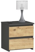 Nočný stolík Cleania CL2 (grafit sivý + dub artisan). Vlastná spoľahlivá doprava až k Vám domov. 1071067