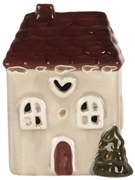 Béžový keramický LED domček Lamont - 7*6*10 cm