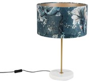 Stolová lampa mosadz s velúrovým tienidlom dizajn ryby 35 cm - Kaso