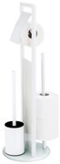 Biely stojan na toaletný papier so štetkou z nehrdzavejúcej ocele Ravina – Wenko