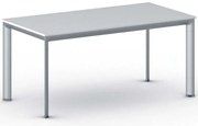 Rokovací kancelársky stôl PRIMO INVITATION, 160x80 cm, sivostrieborná podnož, biela