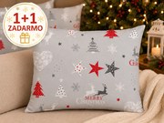 Vianočná obliečka na vankúš Christmas Star Grey 40x40 cm – 1+1 ZADARMO