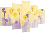 Obraz - Fialové a žlté kvietky (150x105 cm)